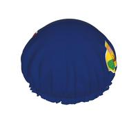 Flag Of The Turks And Caicos Islands Print Hair Cap With Adjustable Elastic Band And Vibrant, Shower Cap For Women Reusable Waterproof