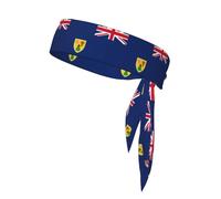 Flag Of The Turks And Caicos Islands Print Head Tie Headbands, Ninja Karate Tie, Athletic Sweatbands,Sweat Wicking Workout Head Band
