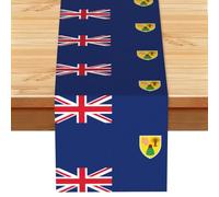 Flag Of The Turks And Caicos Islands Print Linen Texture Table Runner Fade-Resistant Dining Table Decor For Buffet Console Kitchen 33x183cm