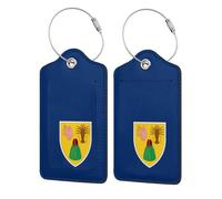 Flag of The Turks and Caicos Islands Print Luggage Tag Privacy Cover ID Label, with Stainless Steel Loop & Address Card, for Women Travel, Black, 4 pcs, simple and stylish