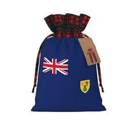 Flag Of The Turks And Caicos Islands Print Reusable Gift Drawstring Eco-Friendly Bags Holiday Wedding Party Favors Pouches
