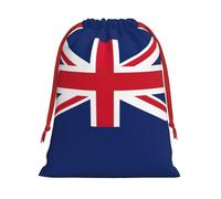 Flag Of The Turks And Caicos Islands Print Santa Sack Drawstring Bags For Presents, Reusable Plush Holiday Fabric Gift Bags- L Size