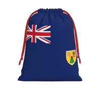 Flag of the Turks and Caicos Islands Print Soft Flannel Drawstring Gift Bags Fleece Gift Pouches for Christmas Halloween Holiday Party