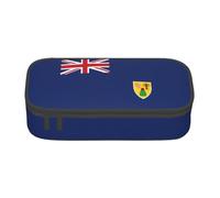 Flag of The Turks and Caicos Islands Print Teen Large Storage Pencil Case Stationery Organizer School College Business Travel
