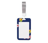 Flag of The Turks and Caicos Islands Printed Card Badge Holder with Neck Strap, Vertical Cards Holder Anti-Scratch and Easy-Scan, for Office, School