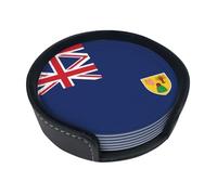 Flag of The Turks and Caicos Islands Printed Coaster Set, Round Coasters (6-Pack), Protects tabletops, Suitable for Coffee Tables or as Gifts