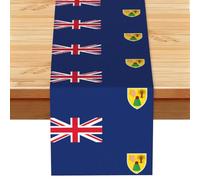 Flag of the Turks and Caicos Islands Printed Table Runner, Farmhouse Spring Floral Decor, Autumn Fall Harvest Dining Scarf