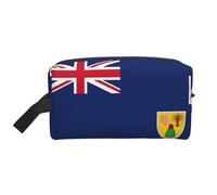 Flag of the Turks and Caicos Islands Printed Toiletry Storage Bag, Large Capacity Organizer Pouch for Power Bank and Cables Use