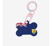 Flag of The Turks and Caicos Islands Printing 1 Pc Dog Tag Bone Shape Id Tags Double Sided with Key Ring Pet Craft Pet for Pets