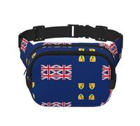 Flag of The Turks and Caicos Islands Square Double Layer Waist Bag Crossbody Bag/Adjustable Strap Chest,for Travel Workout Running Print with
