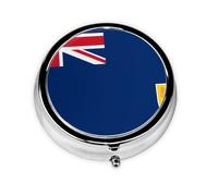 Flag of The Turks and Caicos Islands This Small, Round Pill Box is a Portable Travel Medicine Organizer with Three compartments for Storing Daily medications.