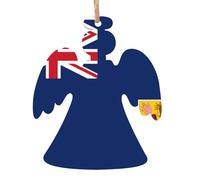 Flag of the Turks and Caicos Islands Wooden Angel Shape Christmas Decoration Set - Can be hung on Christmas trees and windows - 6-Piece Set