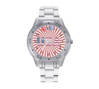 Flag of The U.S.A Business Stainless Watch Fashion Designer Wristwatch Easy Reader Analog Watches Gifts for Men