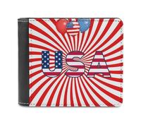 Flag of The U.S.A Leather Men's Bifold Wallet Minimalist Credit Card Holder Simple Coin Purse with Hidden Slots