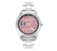 Flag of The U.S.A Simple Stainless Watch Fashion Designer Wristwatch Easy Reader Analog Watches Gifts for Men