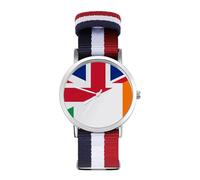 Flag of The United Kingdom and Ireland Quartz Watches Without Scale Wrist Watch with Adjustable Strap for Men Women