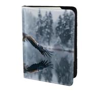 Flag of the United States of America Travel Passport Holder Cover Wallet Leather Case Travel Essentials Luggage Accessories, Eagle Flying Over Water, One Size, Contemporary