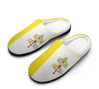 Flag of The Vatican City Funny Men's Cotton Slippers Shoes Novelty Soft Non-Slip Sole Home Shoe