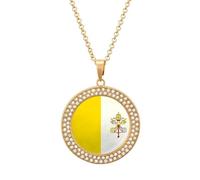 Flag of The Vatican City Novelty Pendant Necklace Fashion Diamond Jewelry for Women Men Silver Gold