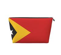 Flag of Timor-Leste Leather Travel Makeup Bag-Waterproof Cosmetic Pouch