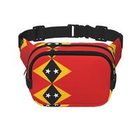 Flag of Timor-Leste Square Double Layer Waist Bag Crossbody Bag/Adjustable Strap Chest,for Travel Workout Running Print with