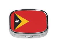 Flag of Timor-Leste Square Pill Box Lightweight and Portable, with 2 Plastic Inserts, Suitable for Carrying in Pockets or Wallets.