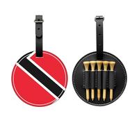 Flag of Trinidad and Tobago Black Golf tee Storage Bag, Multifunctional Golf tee Storage Bag for Men, Durable PU Material