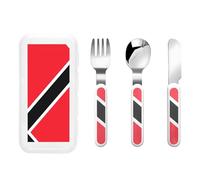 Flag of Trinidad and Tobago Children's Tableware 3-Piece Set, Reusable Knife, Fork and Spoon Cutlery Set, Portable Children's Food Protection Tableware