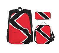 Flag of Trinidad and Tobago Print School Bag, 15 Inch Laptop Backpack | Pencil Case Lunch Bag Combination Trip Multipurpose Mountain Climbing Backpack Laptop College Book Bag