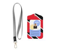 Flag of Trinidad and Tobago Prints Card Badge Leather Holder | Clear ID Card Holder - Employee Badge Holder - Office Access Card Holder