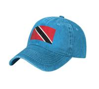 Flag of Trinidad and Tobago Washed Cowboy Baseball Cap for Adults - Stylish and Breathable Hat with Adjustable Strap, Blue, One size