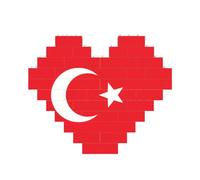 Flag of Turkey Print Building Brick Block Puzzle Heart Shape Brick Puzzle 3D Jigsaw DIY Home Decor