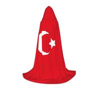 Flag of Turkey Print Hooded Robe Adult Wizard Robes Monk Priest Cloak Halloween Cosplay Knight Hood Cape, Black, Medium