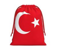 Flag Of Turkey Print Reusable Drawstring Gift Bags For Candy Bag Birthday, Wedding Or Daily