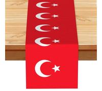 Flag of Turkey Printed Table Runner, Farmhouse Spring Floral Decor, Autumn Fall Harvest Dining Scarf