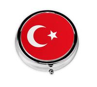 Flag of Turkey Round Pill boxï¼ŒPill Boxï¼Œ Portable On-The-Go Pocket Pharmacy,