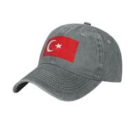 Flag of Turkey Washed Cowboy Baseball Cap for Adults - Stylish and Breathable Hat with Adjustable Strap, Gray, One size