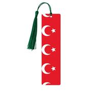 Flag of Turkey Wooden Bookmark Craft Hanging Tags Ornaments Rectangular Bookmarks with Holes and Ropes
