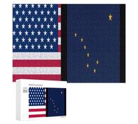 Flag of U.S.A And Alaska Fun Wooden Picture Puzzle Creative Gift Wood Jigsaw for Adults And Family Game