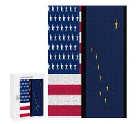Flag of U.S.A And Alaska Fun Wooden Picture Vertical Version Puzzle Creative Gift Wood Jigsaw for Adults And Family Game