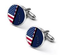 Flag of U.S.A And Alaska Men's Cufflinks Classic Alloy Cuff Link Fashion Shirt Accessories for Business Party Wedding 1.7cm