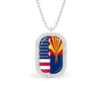 Flag of U.S.A And Arizona Rectangle Pendant Necklace Alloy White Shiny Diamond Square Gold Silver Jewelry for Women Men