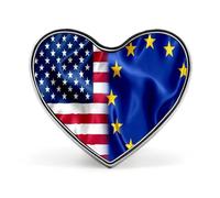Flag of U.S.A And EU Heart Metal Brooches 1 Inch Decorative Badges Exquisite Decorations Pins for Clothing