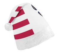 Flag of U.S.A And Massachusetts Santa Hat Christmas Holiday Party Headwear for Adults Soft Velvet Festive Costume Accessory Child