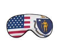 Flag of U.S.A and Massachusetts Sleep Masks Breathable Eye Covers Adjustable Strap for Travel Home Office Use