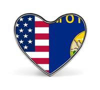 Flag of U.S.A And Montana Unisex Novelty Brooches & Pins Heart Metal Lapel Badge for Clothing Shawl Hat