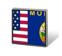 Flag of U.S.A And Montana Unisex Novelty Brooches & Pins Square Metal Lapel Badge for Clothing Shawl Hat
