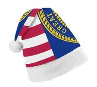 Flag of U.S.A And Nebraska Santa Hat Christmas Holiday Party Headwear for Adults Soft Velvet Festive Costume Accessory Child