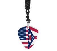Flag of U.S.A And Ohio Vintage Pick Necklace Guitar Bass Pick Pendant &B Steel Music Jewelry for Music Lovers