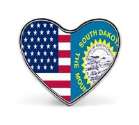 Flag of U.S.A And South Dakota Heart Metal Brooches 1 Inch Decorative Badges Exquisite Decorations Pins for Clothing